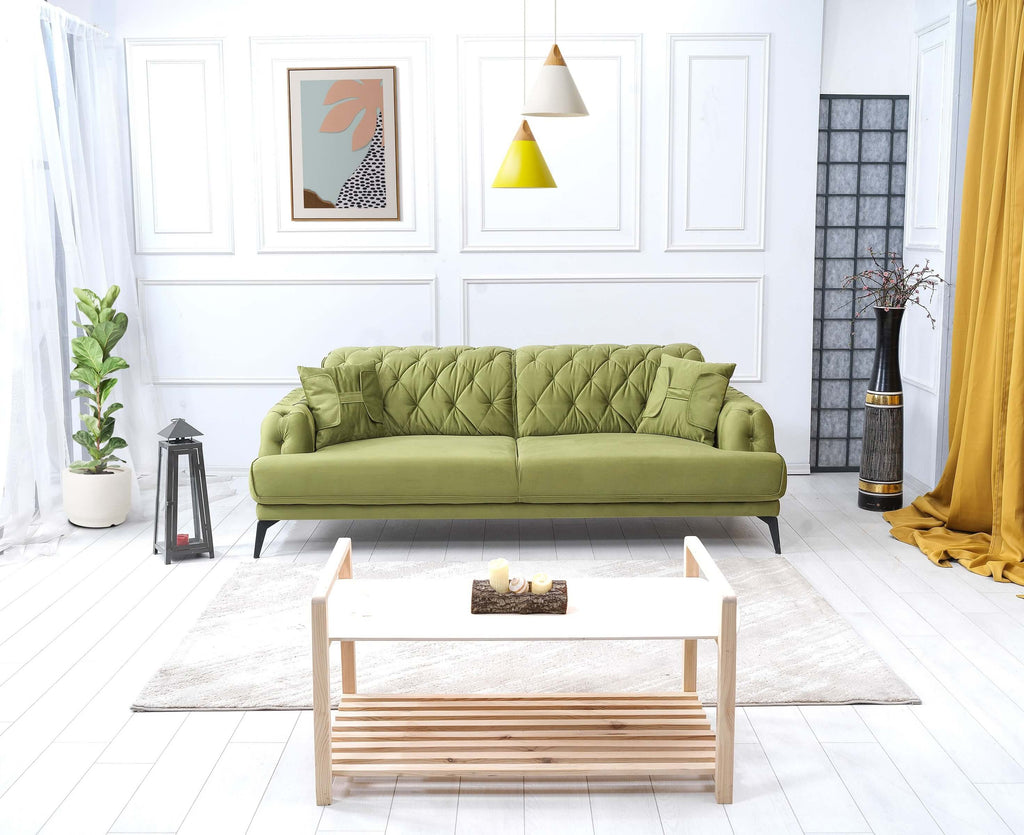 Rubeza Piera 3 Seater Sofa - Grass Green-2
