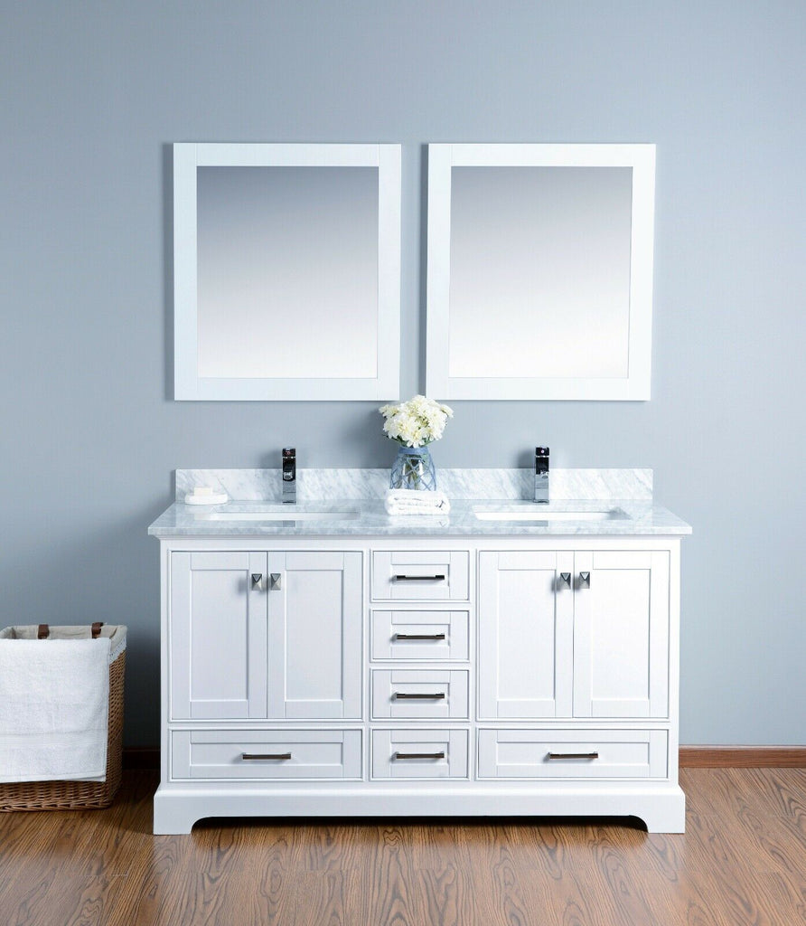 Rubeza 1500mm Charleston Vanity Unit with Carrara Marble Top - White & Chrome